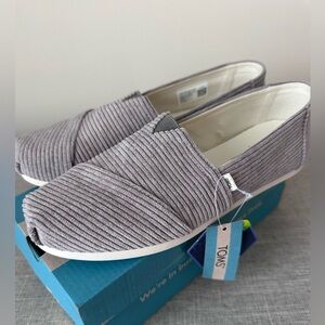 TOMS Women's Gray Cement Corduroy Alpargata 8 NWT